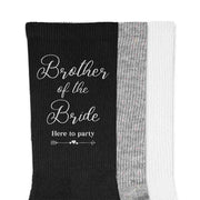Brother of the bride digitally printed here to party on the outside of both socks is the perfect gift for your brother.