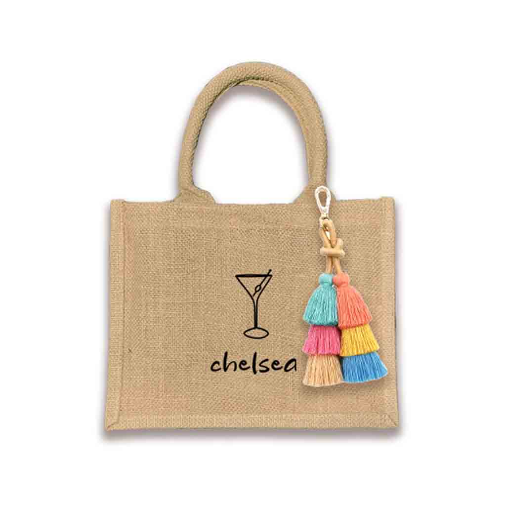 Looking for that perfect gift bag that is special and fun? Our personalized burlap tote bag is here to deliver! Available with or without tassel
