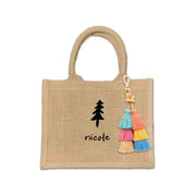 Looking for that perfect gift bag that is special and fun? Our personalized burlap tote bag is here to deliver! Available with or without tassel