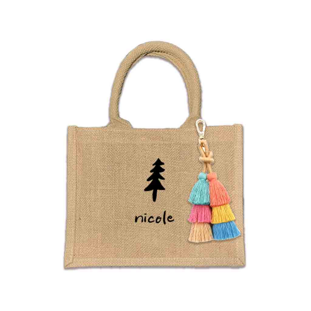 Looking for that perfect gift bag that is special and fun? Our personalized burlap tote bag is here to deliver! Available with or without tassel