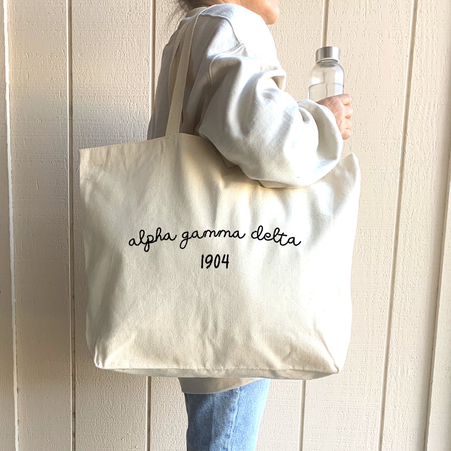 Alpha Gamma Delta Canvas Tote with Founder's Date