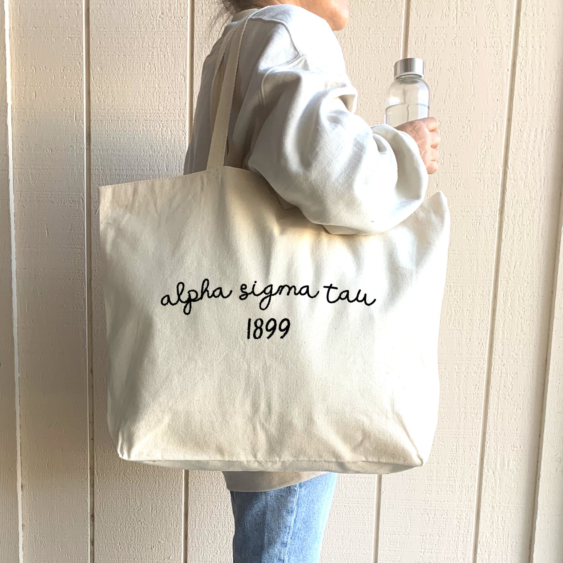 Alpha Sigma Tau Canvas Tote with Founder's Date