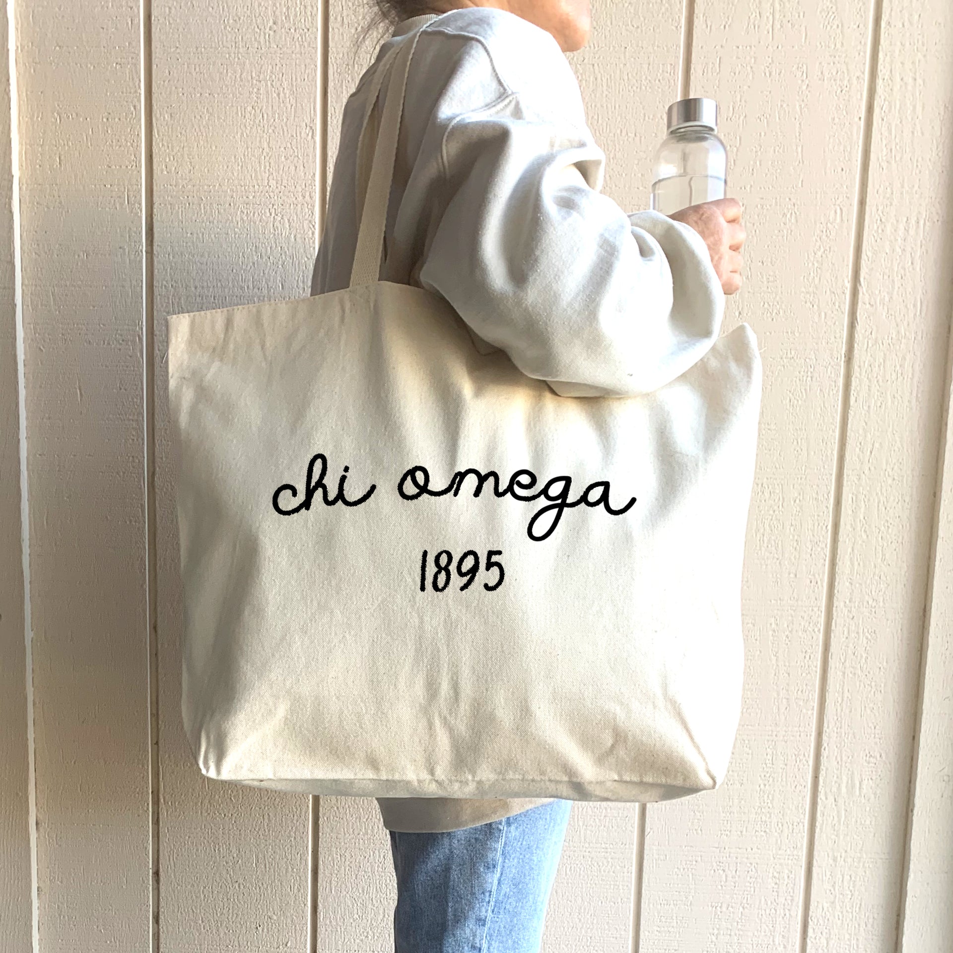 Chi Omega Canvas Tote with Founder's Date