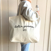 Delta Gamma Canvas Tote with Founder's Date