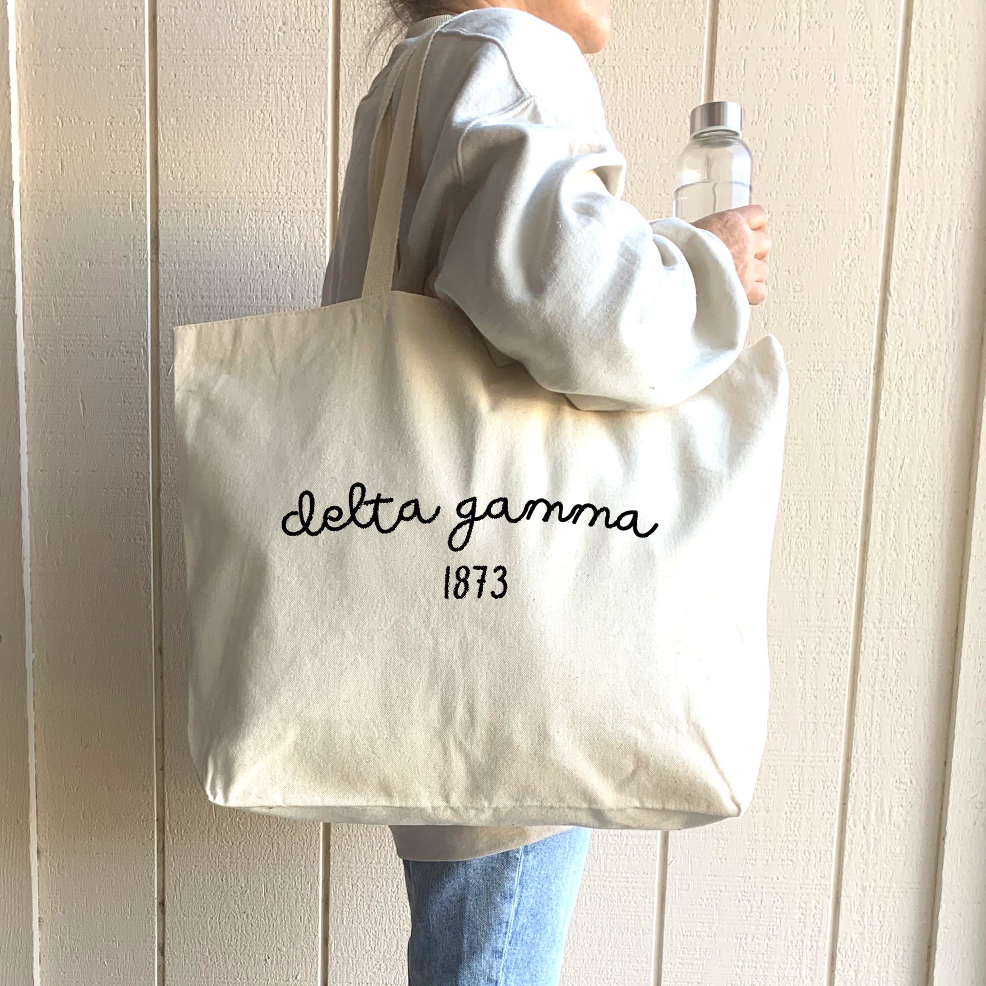 Delta Gamma Canvas Tote with Founder's Date