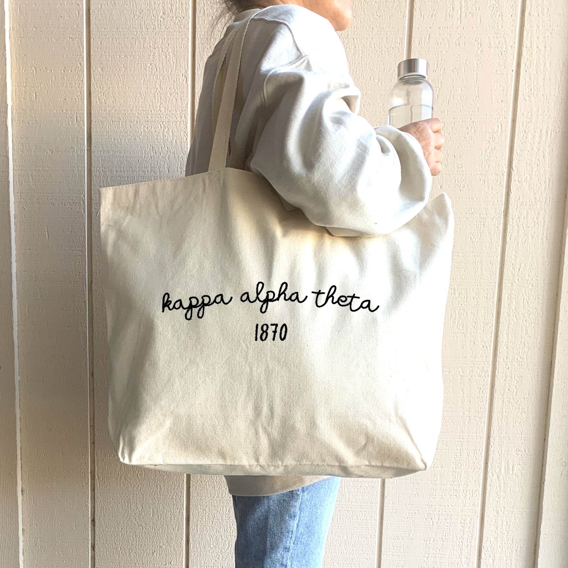 Kappa Alpha Theta Canvas Tote with Founder's Date