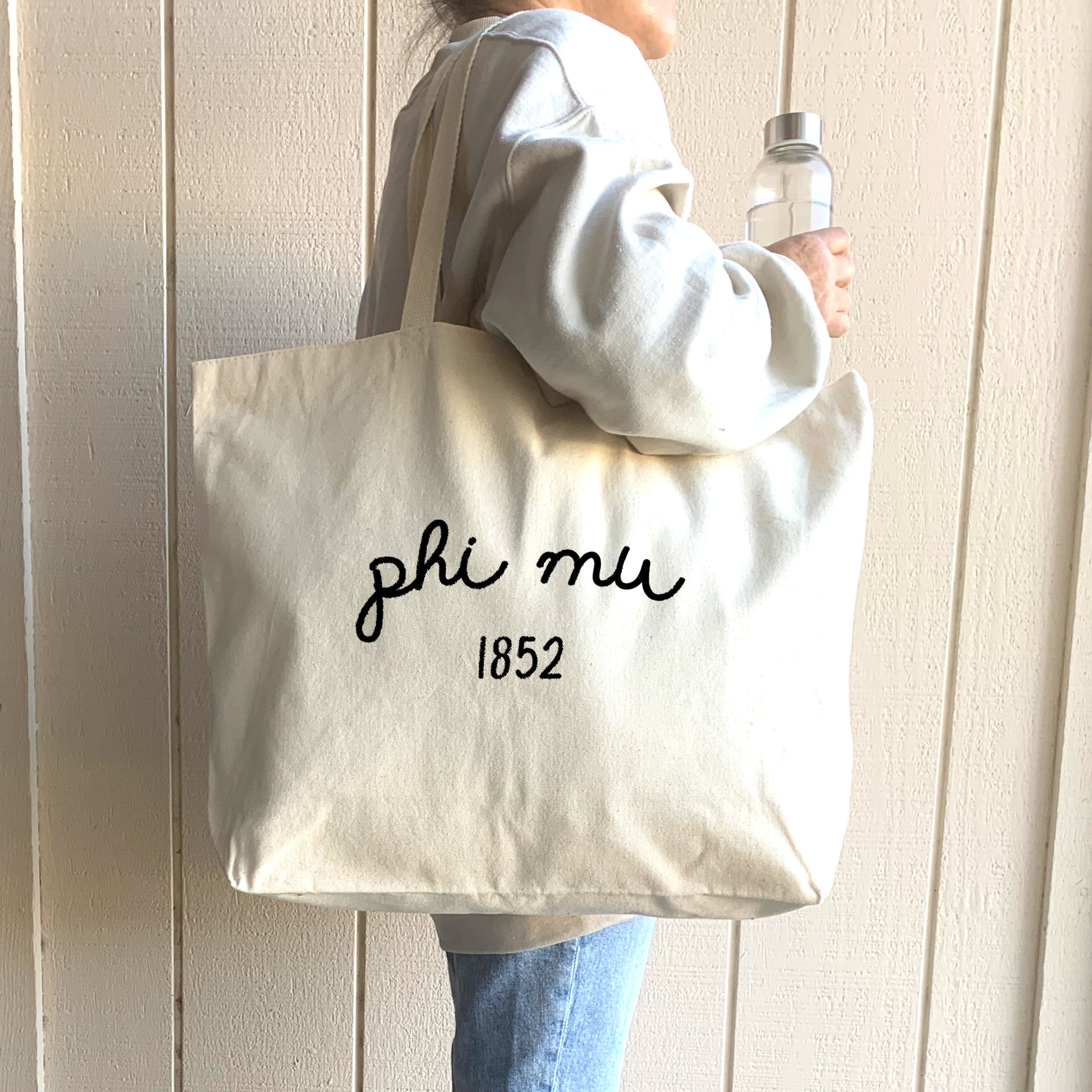 Phi Mu Canvas Tote with Founder's Date