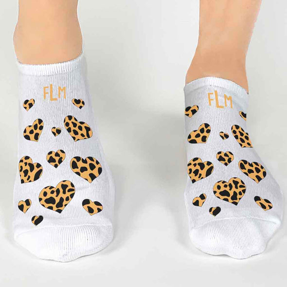 Personalized Monogram Socks in a Gift Box with Animal Hearts