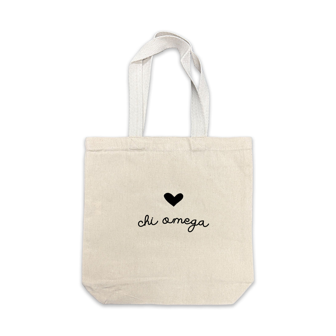 Chi Omega Sorority Name and Heart Design Mid-Size Tote