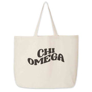 Chi Omega sorority name digitally printed in black ink on canvas tote bag is the perfect gift for your sorority sisters.