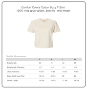 Comfort Colors tshirt size chart