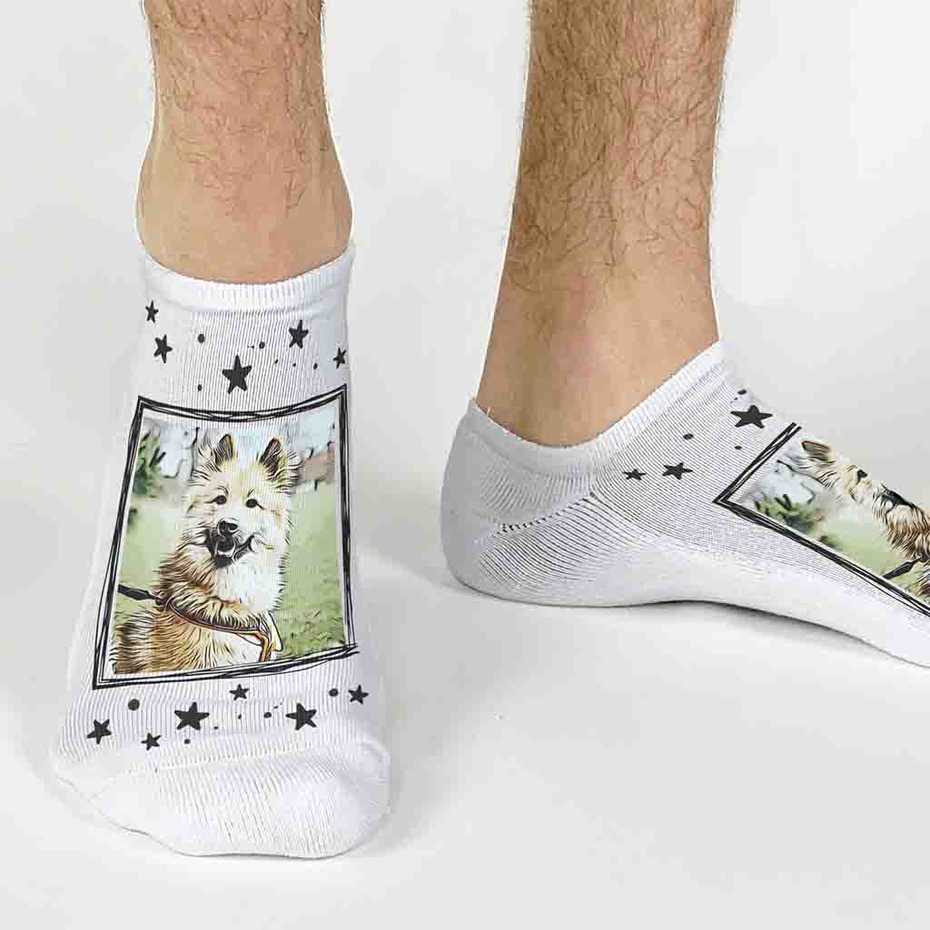 Print your favorite photo of your furry friend on our custom photo socks. 