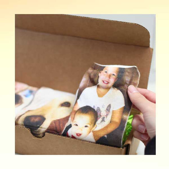 Custom printed photos socks come in a 3 pair gift box for the perfect gift for family and friends. Just upload your favorite photos and we'll set them up to print on the socks. Memorable and fun personalized socks that everyone will love.