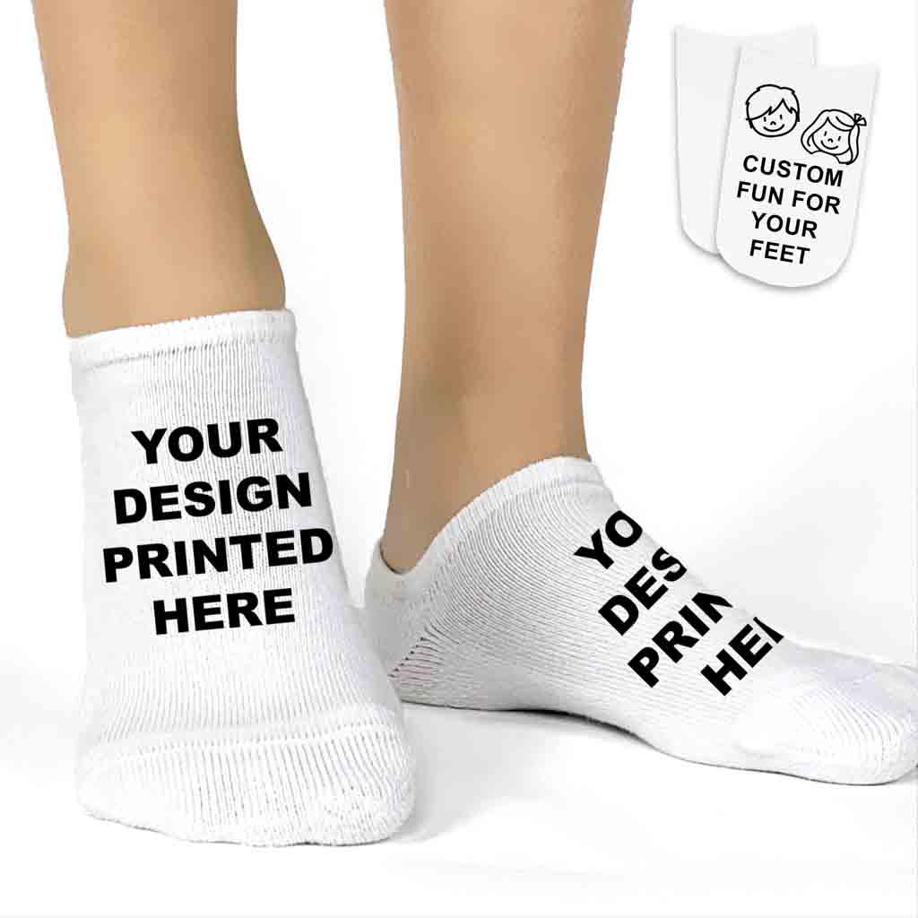 Custom socks in size small for youth under age 10. Add designs, text, logos, photos for create your own unique pair.