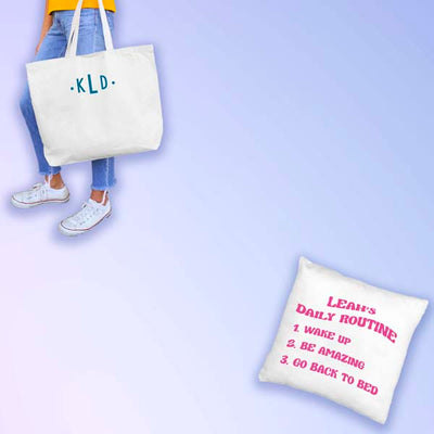 Custom printed cotton canvas totes, cotton pillow cases, throw pillow covers, and dishtowels are some of the other cotton products Sockprints custom prints. Our design templates are ready to personalize with your details to make fun and personalized gifts for friends and family