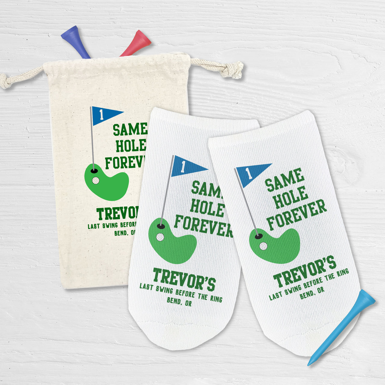 Funny Same Hole Forever Bachelor Party Golf Sock Gift Set