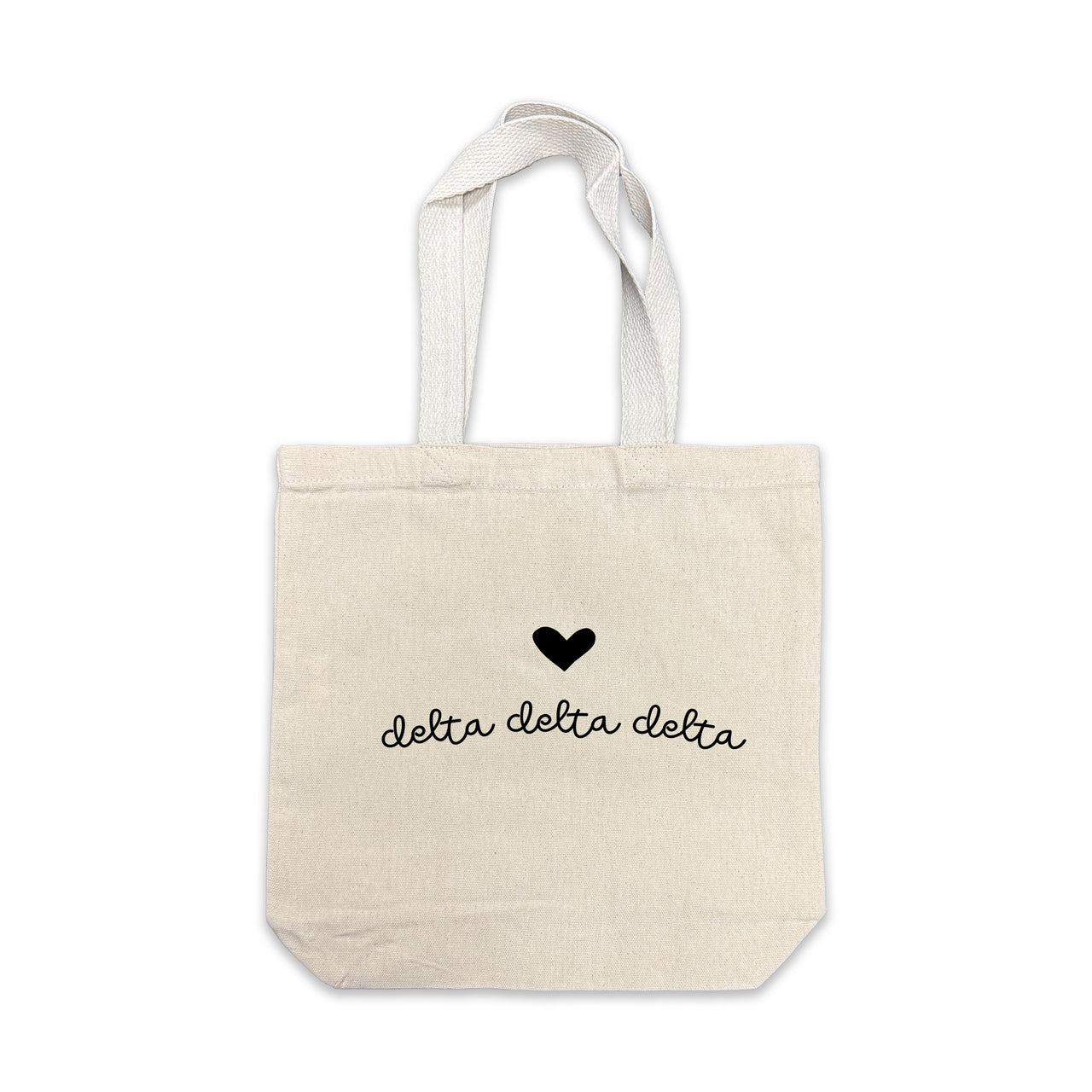 Delta Delta Delta Sorority Name and Heart Design Mid-Size Tote