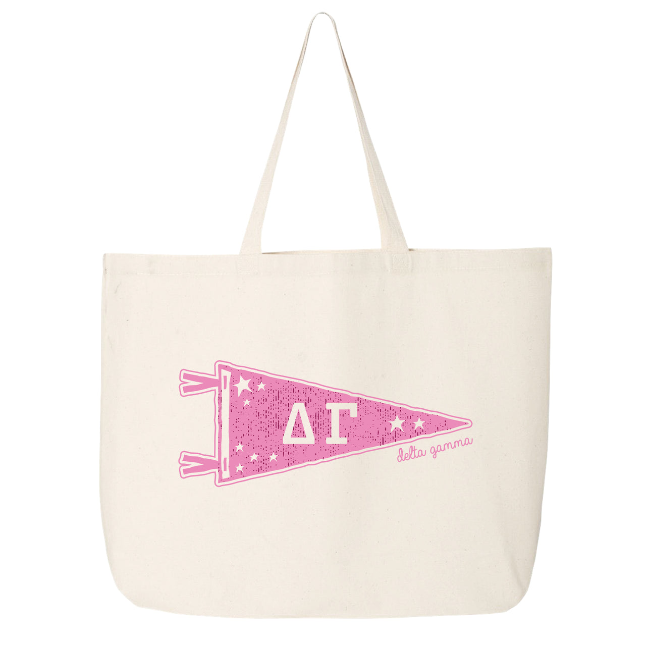 Delta Gamma Large Pennant Tote on white background