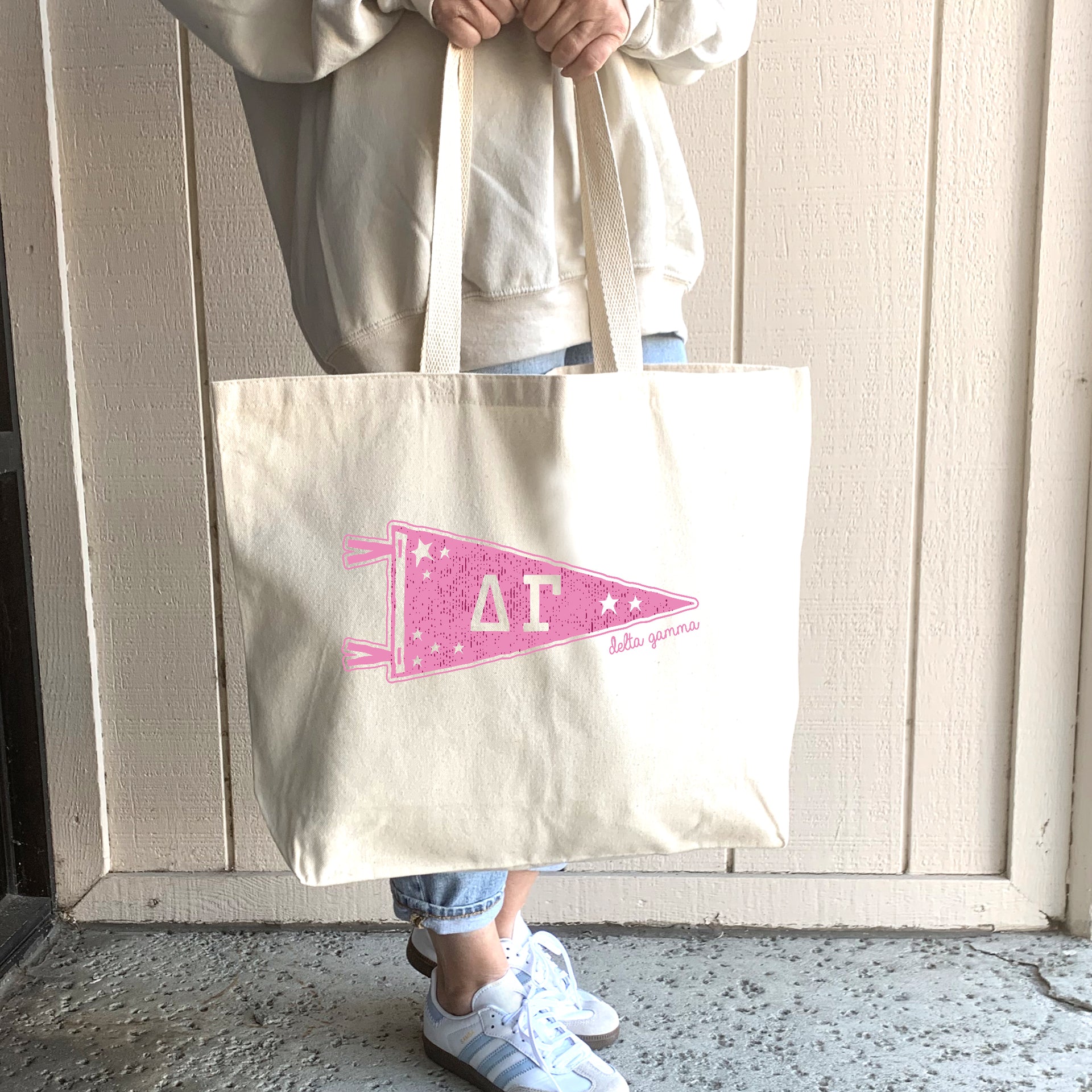Delta Gamma Large Pennant Tote lifestyle image
