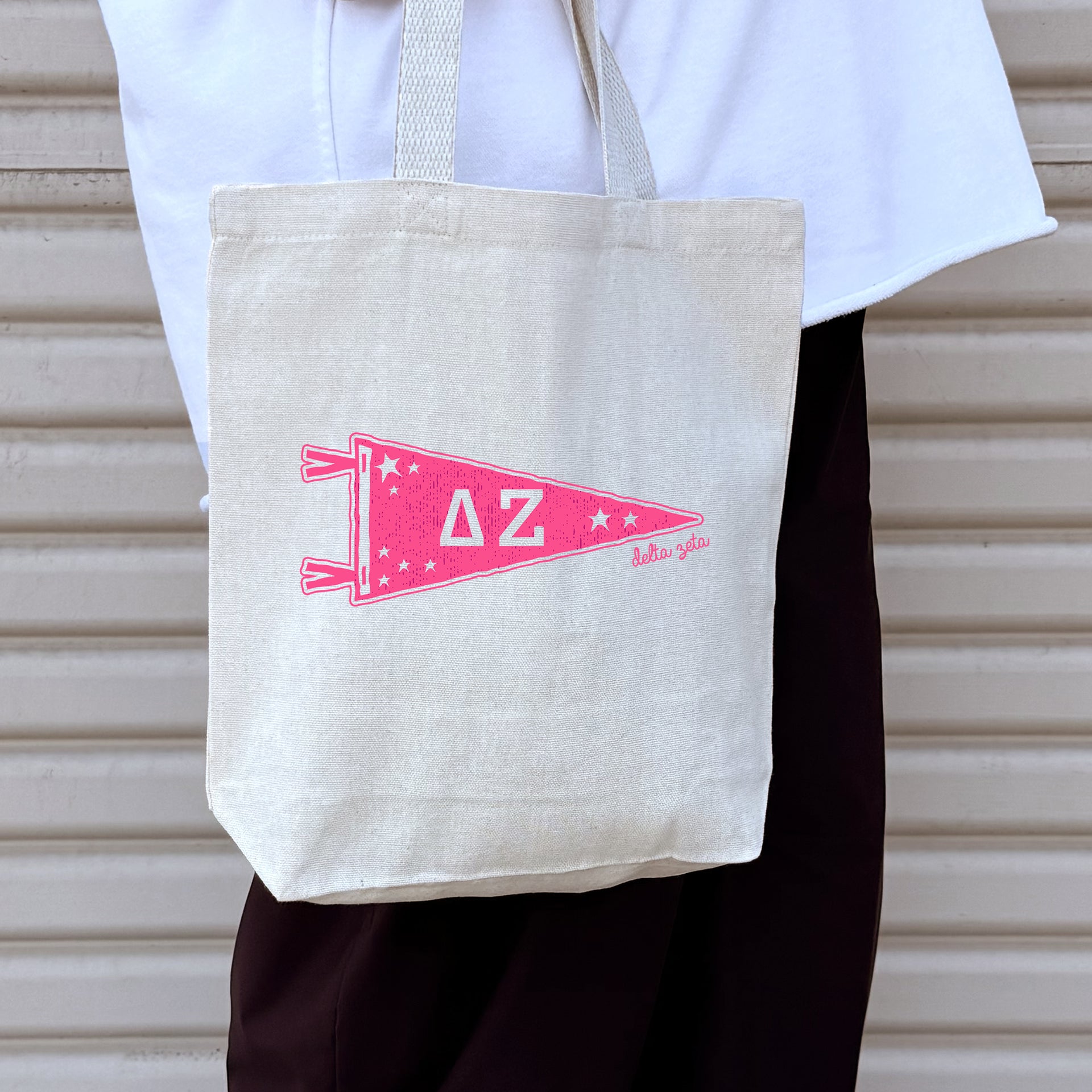 Delta Zeta Medium Pennant Tote lifestyle image