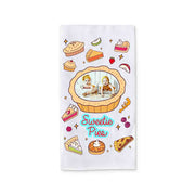 Photo kitchen towel with pie illustrations and Sweetie Pies text
