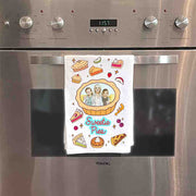 Pie-themed kitchen towel with custom photo in pie frame
