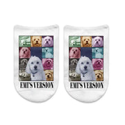 cotton no show socks with a personalized photo collage of your dog