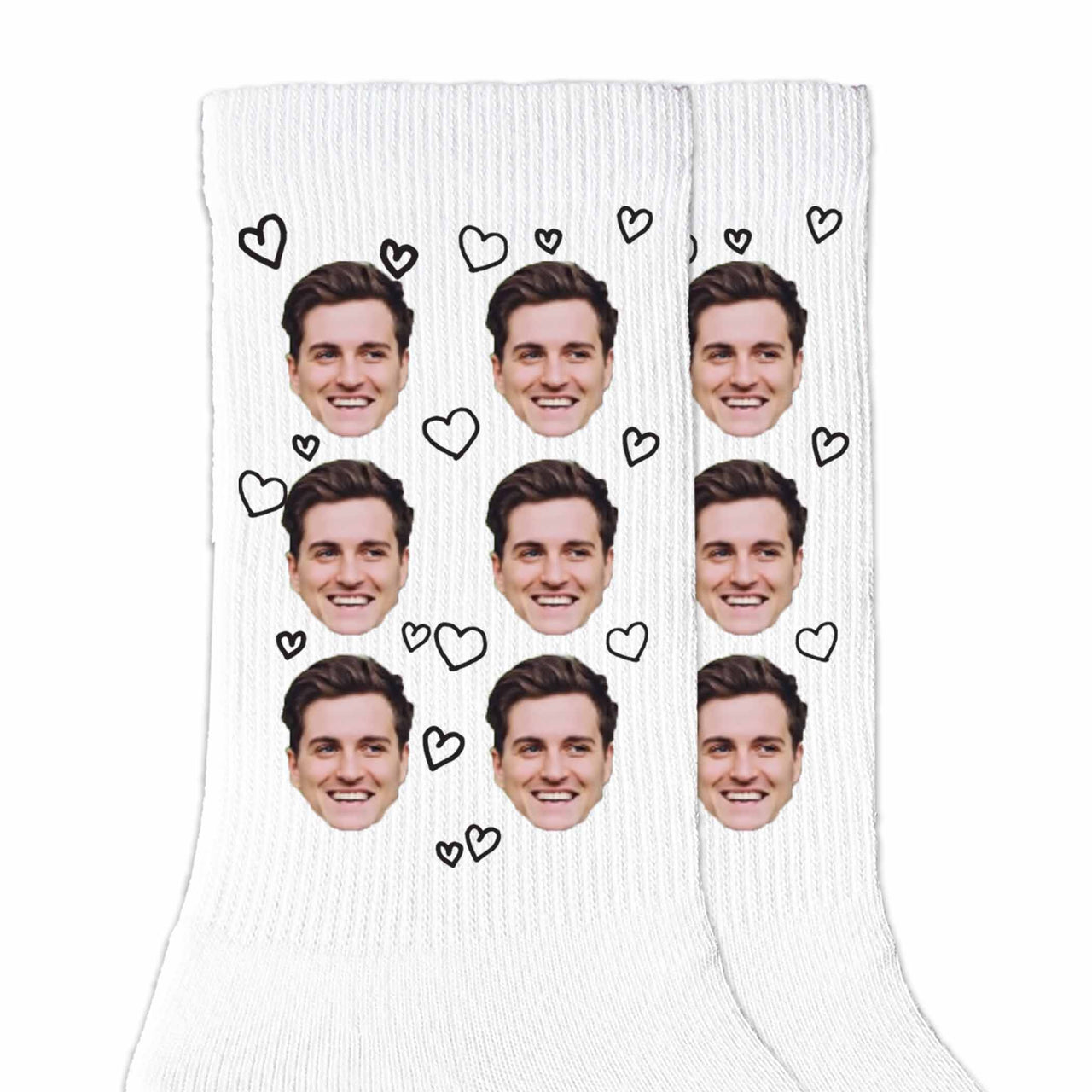 Custom Photos of Faces Printed with Hearts on Socks