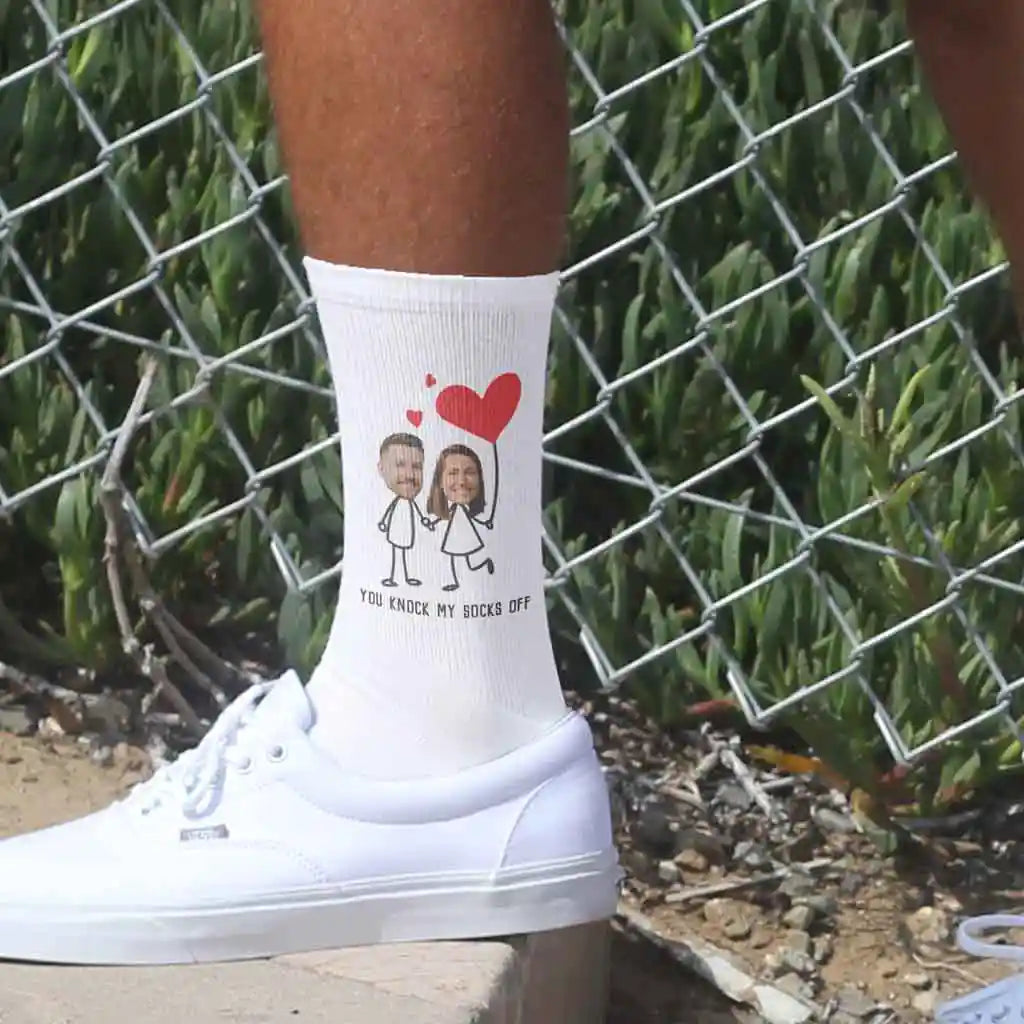 valentines days socks with a fun twist, We add your photos to these socks that will knock your socks off!