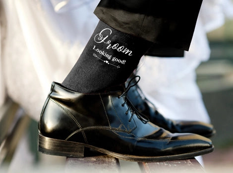 Personalized wedding socks for the wedding party, great groomsmans socks as well as socks for the best man, officiant, father of the bride and groom plus more