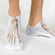 Sockprints foot bones no show socks with detailed skeleton anatomy design printed on soft white cotton socks