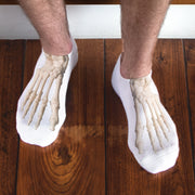 White no show socks featuring a detailed anatomical bones of the foot design
