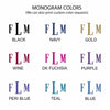 Monogram color options for large canvas tote bag.