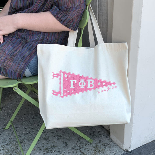 Sorority Collegiate Pennant Canvas Tote Bag