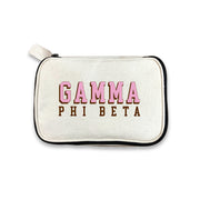 Gamma Phi Beta 3D Print Sorority Name Cosmetic Make Up Bag displayed on white background