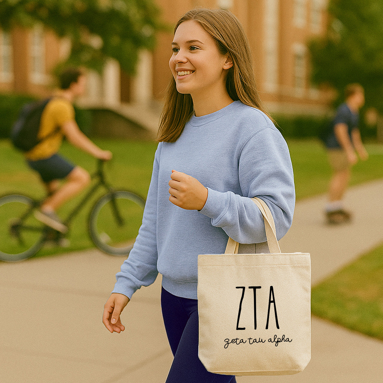 Zeta Tau Alpha Sorority Name and Letters Mid-Size Tote