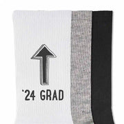 Congratulations to the Class of 2024! This pair of graduation socks will point out exactly who the graduate is - a fun pair of socks to wear on graduation day. Printed on our cotton crew socks these socks make a great graduation day gift for the Class of 2024!