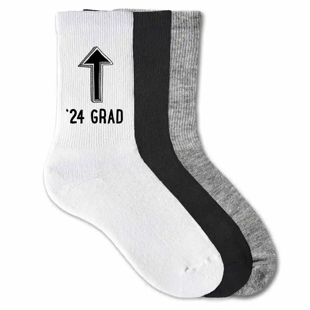 Congratulations to the Class of 2024! This pair of graduation socks will point out exactly who the graduate is - a fun pair of socks to wear on graduation day.