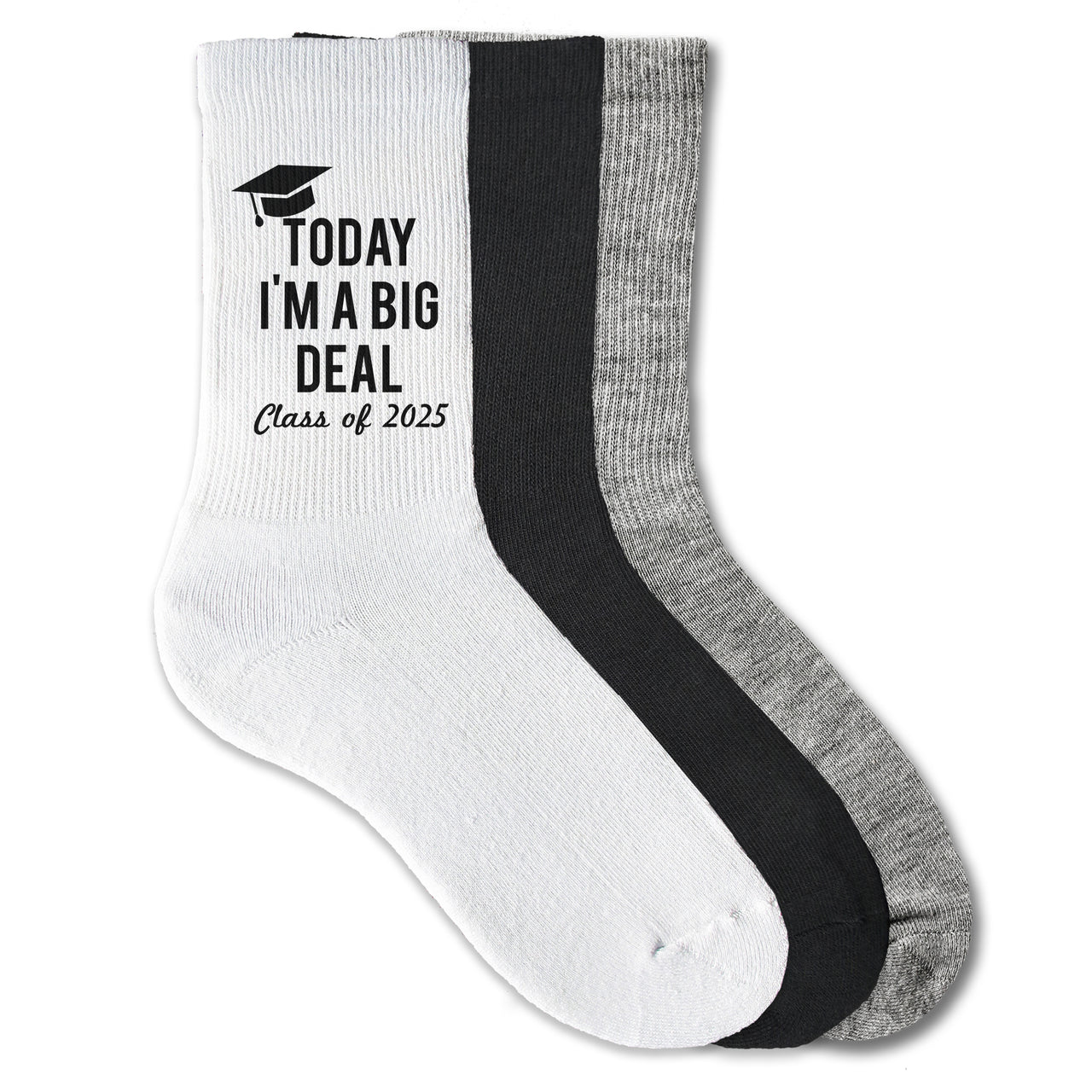 Graduation socks with 'Today, I'm a Big Deal'—perfect for celebrating the graduate’s big moment.