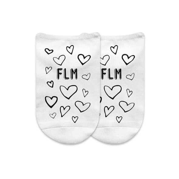 Monogrammed Socks with a Face and Heart Design