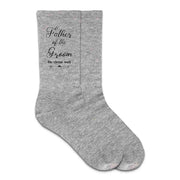 Wedding party socks with fun saying he chose well design for the father of the groom printed on the outside of the cotton socks.