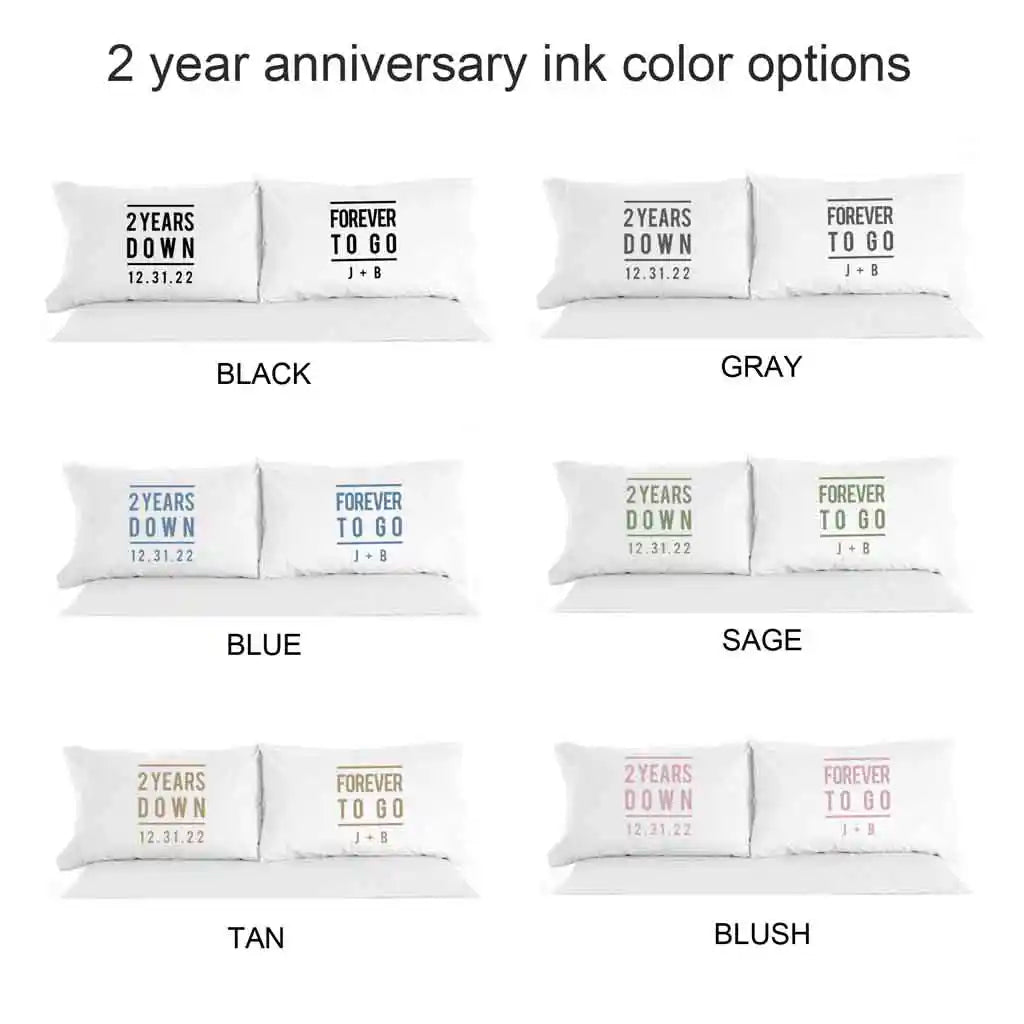 color ink options for custom printed cotton pillow cases for 2 year annniversary gift