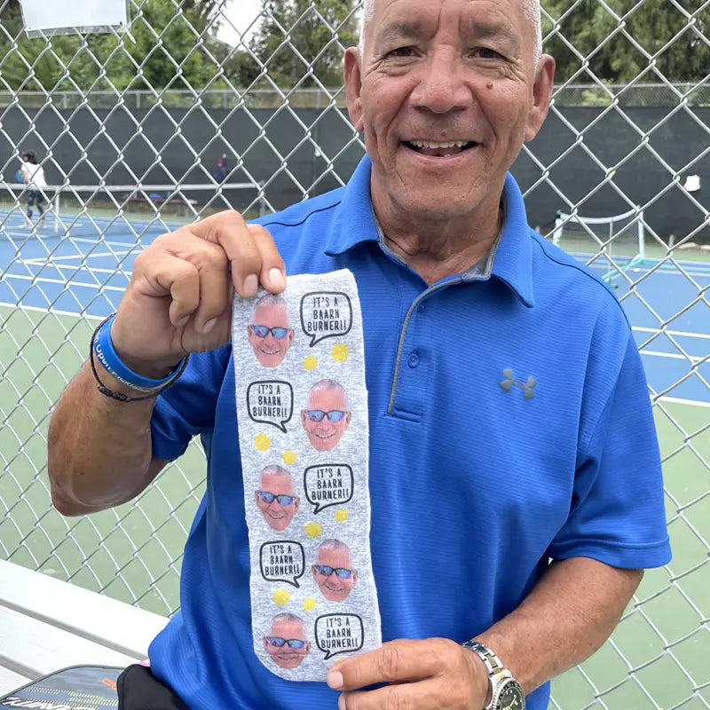 personalized socks for the pickleball player. Send us a photo and add your own custom text for a fun pair of custom printed socks