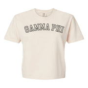 Gamma Phi Beta Comfort Colors boxy crop t-shirt featuring the sorority name in block letters 