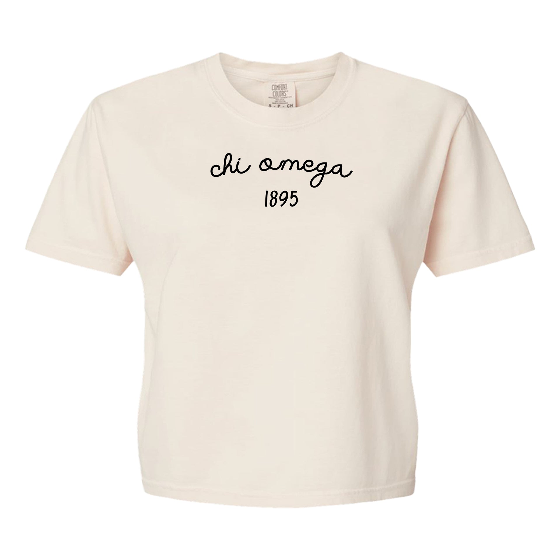 Ivory Comfort Colors Chi Omega Boxy T-shirt