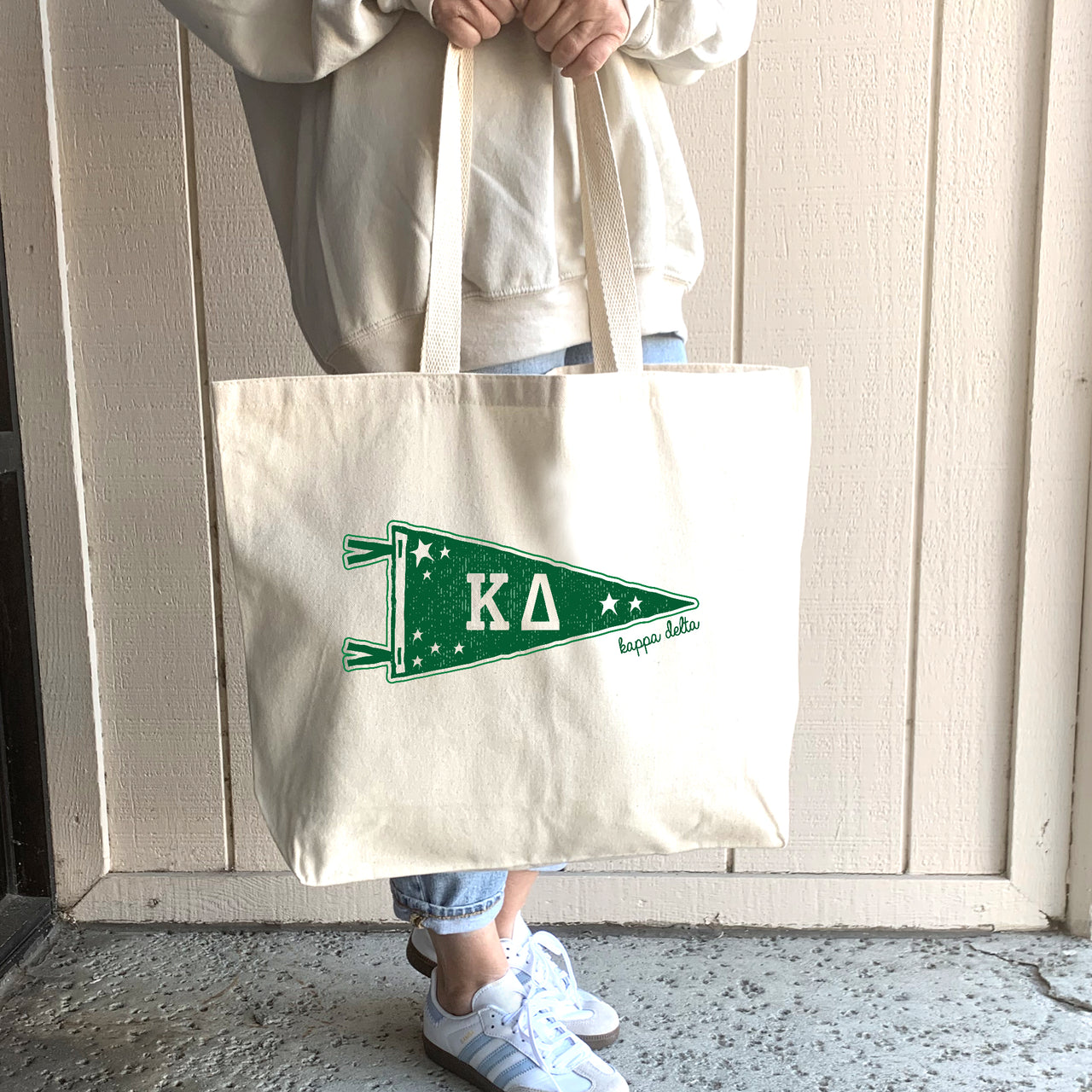 Kappa Delta Large Pennant Tote lifestyle image