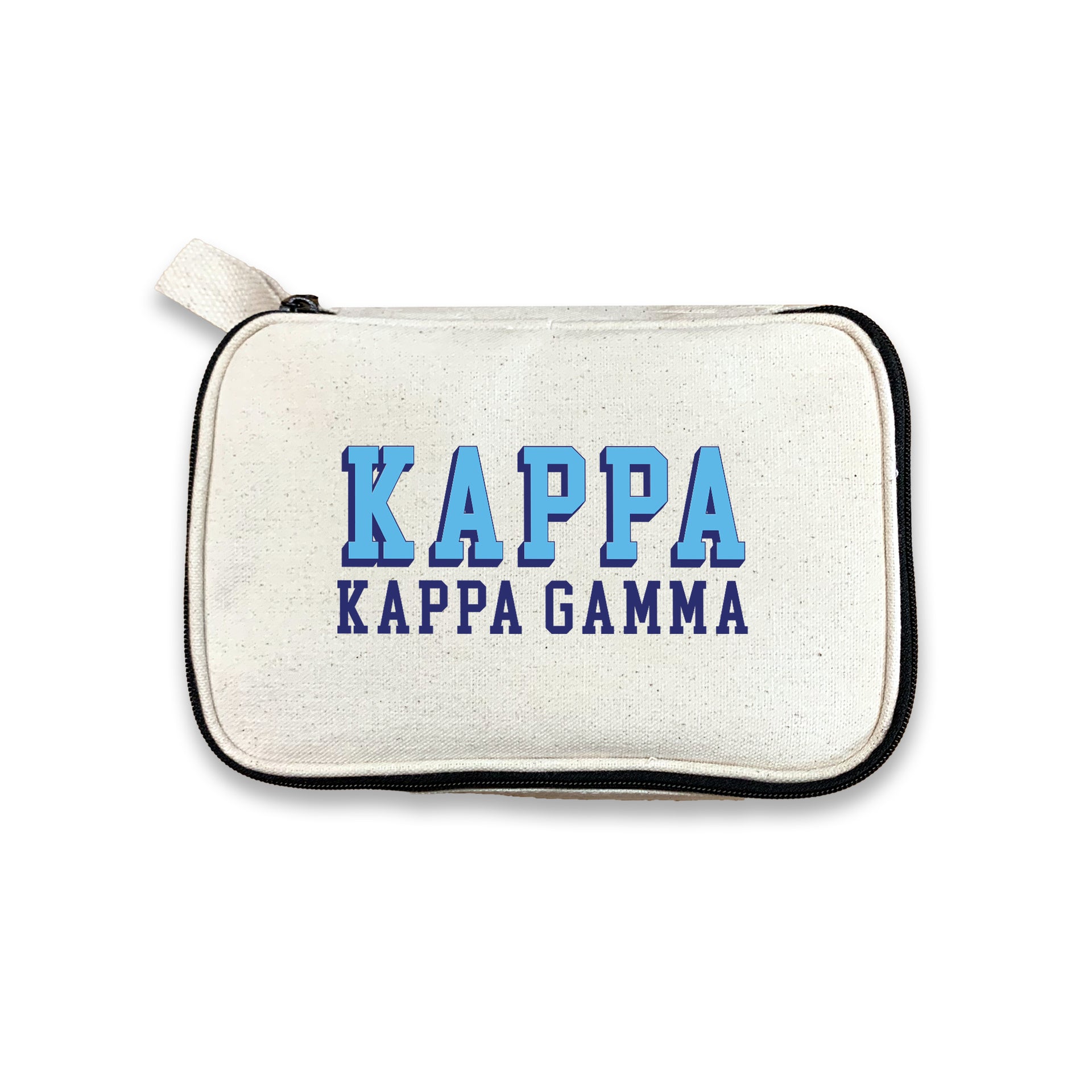Kappa Kappa Gamma 3D Print Sorority Name Cosmetic Make Up Bag displayed on white background