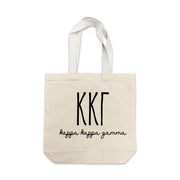 Kappa Kappa Gamma small canvas tote bag featuring striped Kappa Kappa Gamma Greek letters on a white background