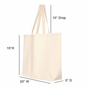 Tote bag sizing chart.