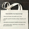 Large canvas tote bag benefits.